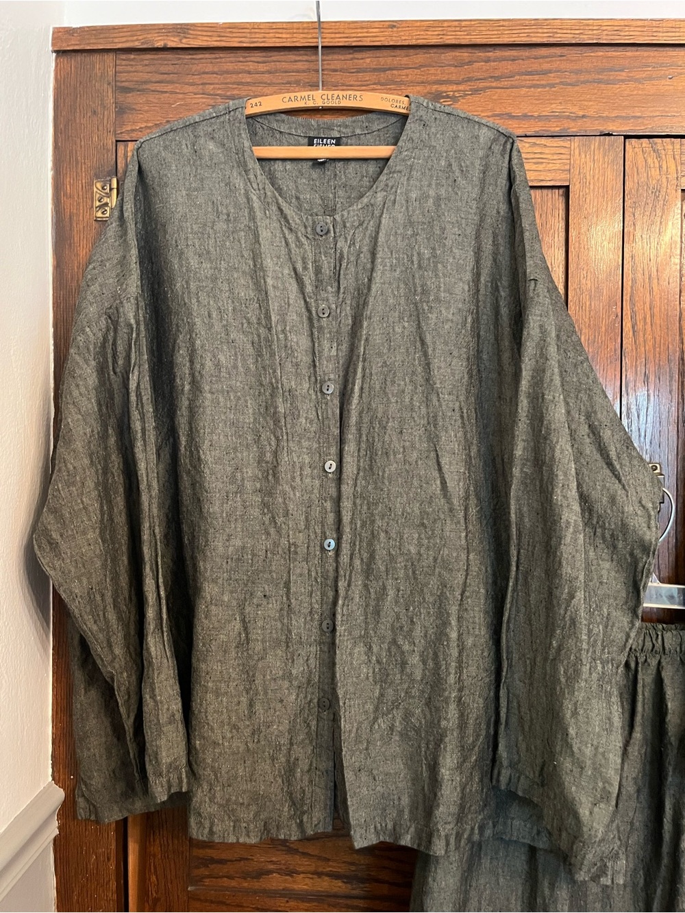 Eileen Fisher 3-Piece Irish Linen Gray Jacket, Tank, Skirt, 2X - Picture 9 of 16